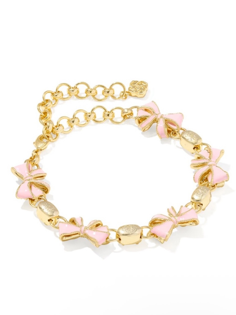 NEW Kendra Scott Love Shack Fancy Pink Bow Charm Bracelet Dual Sided Gold RARE